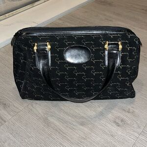 Rare Vintage GIVENCHY Speedy Handbag Monogramed Black Suede purse- AUTHENTIC -